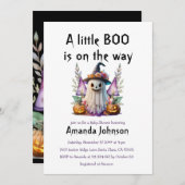 ハロウィーンリトルブダークパープル赤ちゃんシャワー 招待状 (正面/裏面)