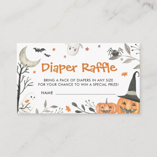 ハロウィーンリトルブベビーシャワーおむつラッフル エンクロージャーカード (正面)