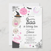 ハロウィーンリトルブーブピンク幽霊2nd誕生日パーティー 招待状 (正面)