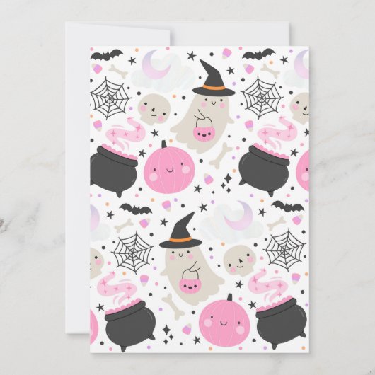 ハロウィーンリトルブーブピンク幽霊2nd誕生日パーティー 招待状 (裏面)