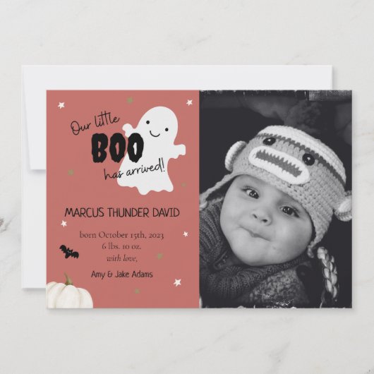 ハロウィーンリトルブーベビー誕生写真発表 案内状 (正面)