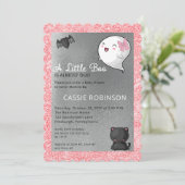 ハロウィーンリトルブー幽霊ガールベイビーシャワー 招待状 (スタンド正面)