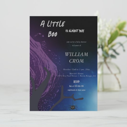 ハロウィーンリトルブー深いダークナイトベイビーシャワー 招待状 (スタンド正面)