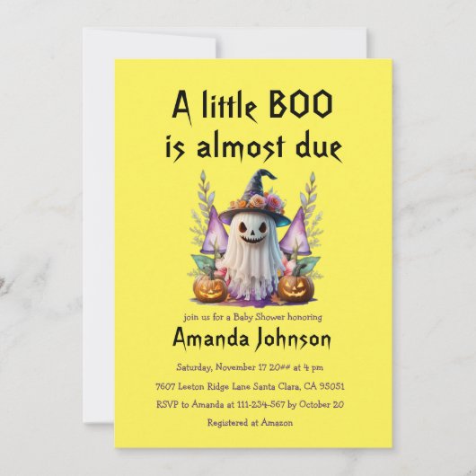 ハロウィーンリトルボー男女兼用ベビーシャワー 招待状 (正面)
