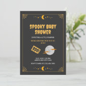 ハロウィーンリトルボー黒不気味赤ちゃんシャワー 招待状 (スタンド正面)