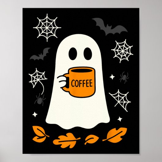 ハロウィーンリトル幽霊アイスコーヒーT ポスター (正面)