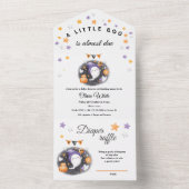 ハロウィーンリトル幽霊紫オレンジベイビーシャワー オールインワン招待状 (内側)