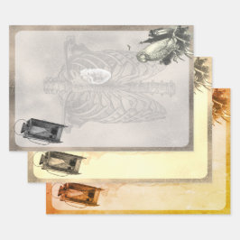 ハロウィーンリブケージとフクロウヴィナツゲエフェメラ ラッピングペーパーシート