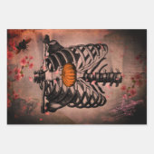 ハロウィーンリブケージカボンプキンハートフローラエフェメラ ラッピングペーパーシート (正面3)