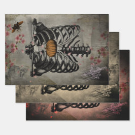 ハロウィーンリブケージカボンプキンハートフローラエフェメラ ラッピングペーパーシート