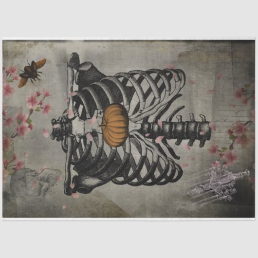 ハロウィーンリブケージカボンプキンハートフローラエフェメラ 薄葉紙 (正面)