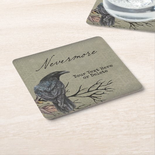 ハロウィーンレイヴンネバーモア紙コースター スクエアペーパーコースター (アングル)