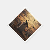 ハロウィーンレイヴン墓地ゴシック スタンダードカクテルナプキン (角)