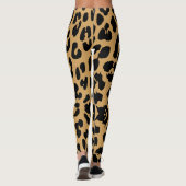 ハロウィーンレオパード印刷ブラック&ベージュ レギンス (裏面)