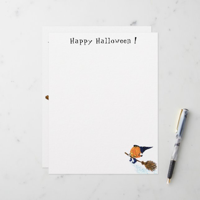 ハロウィーンレターヘッドカボチャ飛んでいるブロム レターヘッド (正面/裏面インサイチュ)