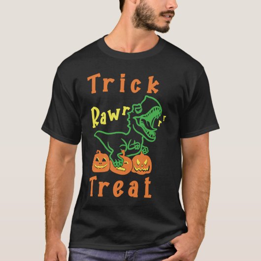 ハロウィーンレックスカボチャ恐竜トリックラー治療 Tシャツ (正面)