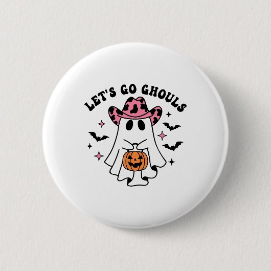 ハロウィーンレッツゴーユズ幽霊レトロコスチューム 缶バッジ (正面)