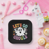 ハロウィーンレッツゴーユズ幽霊レトロ衣装 ペーパープレート (パーティー)