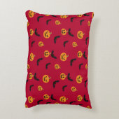 ハロウィーンレッドパンプキンとこうもり柄 アクセントクッション (裏面(縦))