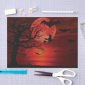 ハロウィーンレッドフルムーンブラックツリーウィッチこうもり怖い 薄葉紙 (クラフト)