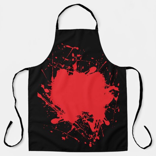 ハロウィーンレッド（ばちゃばちゃ）跳ねるブラックエプロン エプロン (正面)