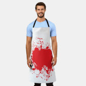ハロウィーンレッド（ばちゃばちゃ）跳ねるホワイトエプロン エプロン (着用した状態)