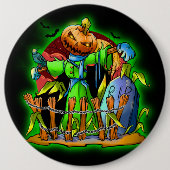 ハロウィーンレディースカカボンプキンヘッドRIPこうもり 缶バッジ (正面)