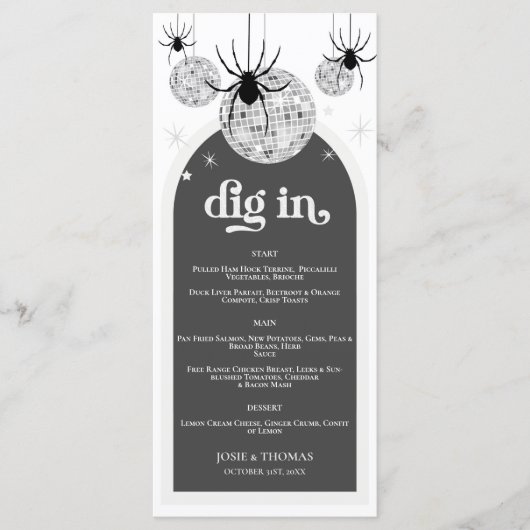 ハロウィーンレトロディスコスパイダーズ&ディスコ結婚ボール メニュー (正面)