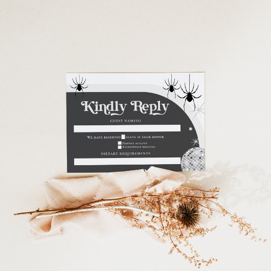 ハロウィーンレトロディスコスパイダーズ&ディスコ結婚ボール 出欠カード