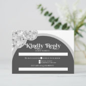 ハロウィーンレトロブラックグレーゴシックディスコボール結婚ズ 出欠カード (スタンド正面)