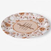 ハロウィーンレトロ溝状カボチャ及び幽霊たち ペーパープレート (アングル)