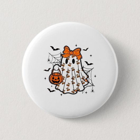 ハロウィーンレース幽霊コケットボーカボチャ不気味S 缶バッジ (正面)