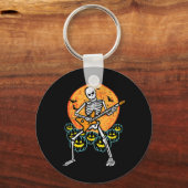 ハロウィーンロッカースケルトンギターロックコスチュームメンズ キーホルダー (正面)