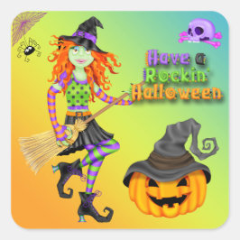 ハロウィーンロックインウィッチスクエアステッカー スクエアシール