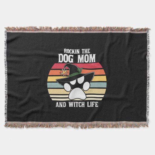 ハロウィーンロックインザドッグママとウィッチライフクリスマス スローブランケット (正面)