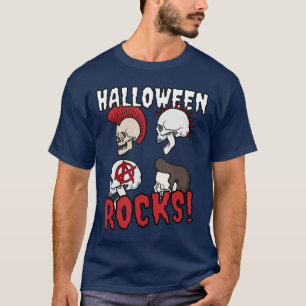 ハロウィーンロックカッコいいロッカースカルスケルトンPunk Tシャツ
