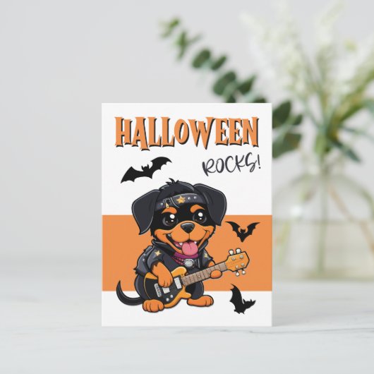 ハロウィーンロックロットワイラー遊マンガのギター ポストカード (スタンド正面)