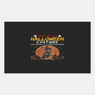 ハロウィーンロットワイラーおもしろい犬コスチューム愛好家 長方形シール