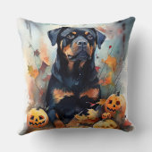 ハロウィーンロットワイラーカボチャ怖 クッション (裏面)