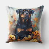 ハロウィーンロットワイラーカボチャ怖 クッション (正面)