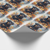 ハロウィーンロットワイラーカボチャ怖 ラッピングペーパー (角)