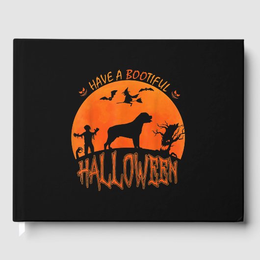 ハロウィーンロットワイラー犬おもしろい怖い衣装の恋人 ゲストブック (正面)