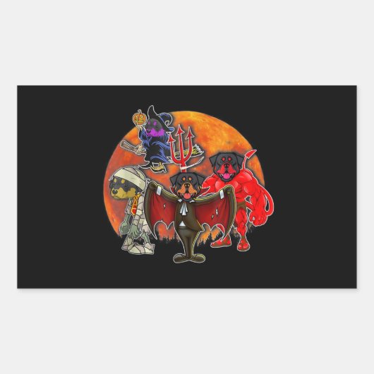 ハロウィーンロットワイラー衣装ミイラ邪悪な魔女ポンプ 長方形シール (正面)