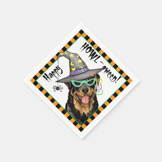 ハロウィーンロットワイラー スタンダードカクテルナプキン (角)
