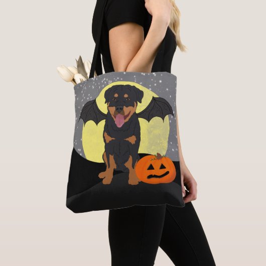 ハロウィーンロットワイラー トートバッグ (クローズアップ)
