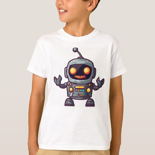 ハロウィーンロボットおもしろい Tシャツ (正面)