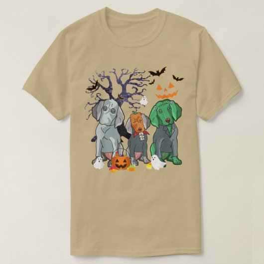 ハロウィーンワイマラードッグウィッチホラーハロウィンコス Tシャツ (デザイン正面)