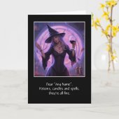 ハロウィーンワインかわいらしと魔女名前をカスタムする カード (黄色い花)