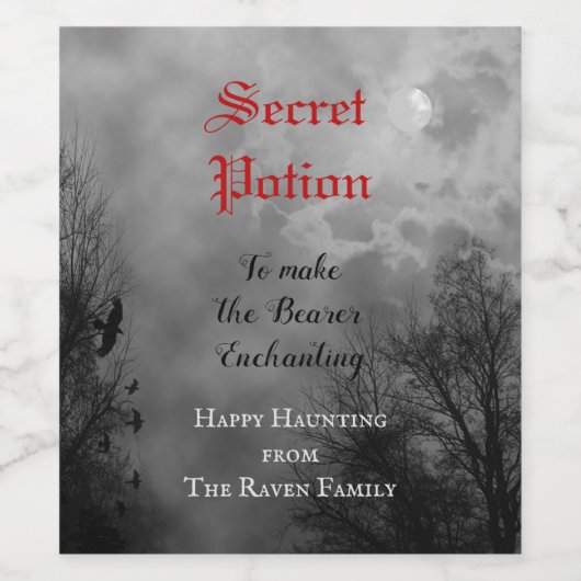 ハロウィーンワインポションパーティーの好意とラヴェンス ワインラベル (シングルラベル)