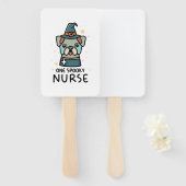 ハロウィーンワン不気味ナースDoのテールワッギングおもしろい ハンドファン (正面&裏面)